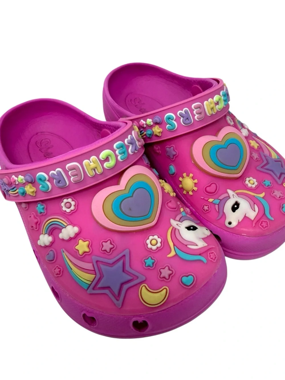 Skechers Pink Unicorn Rainbow Light Up clog style Play Shoes Girls Size 9/10